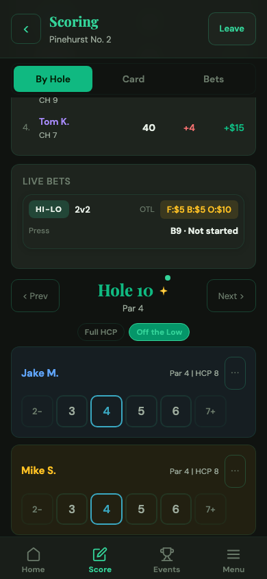 Scoring with Hi-Lo running