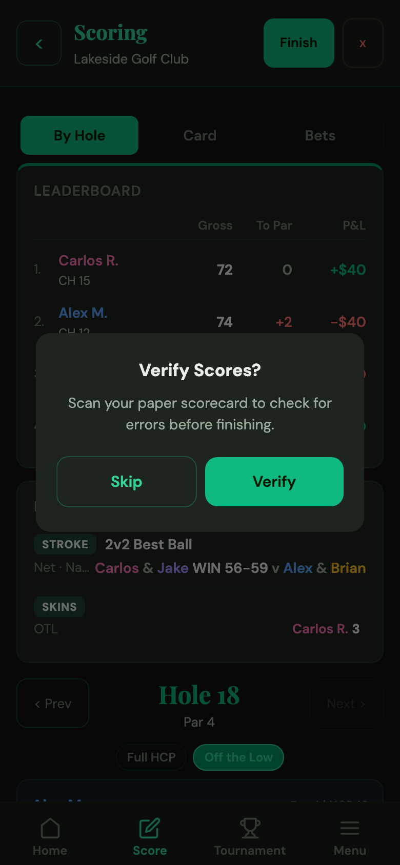 Verify scores prompt