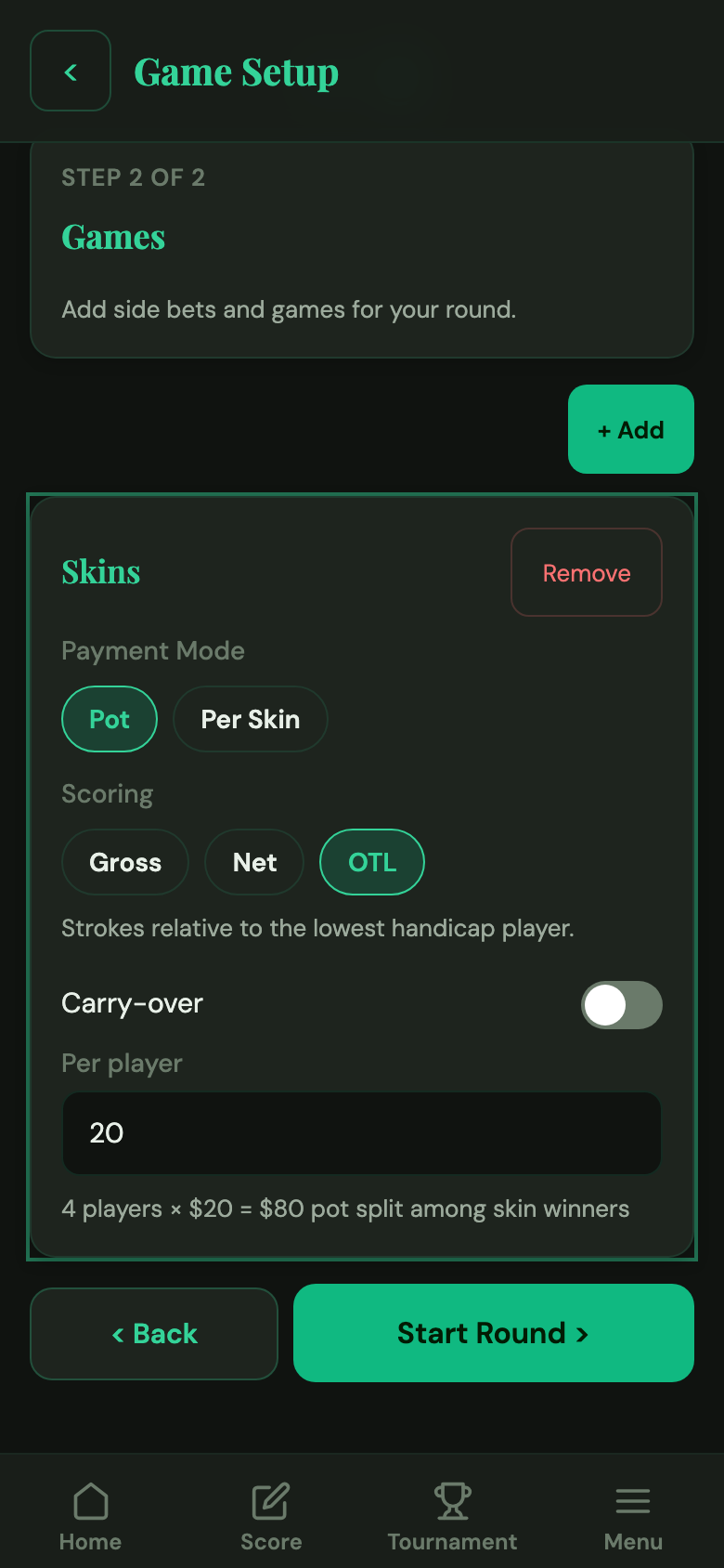 Skins selected in game picker