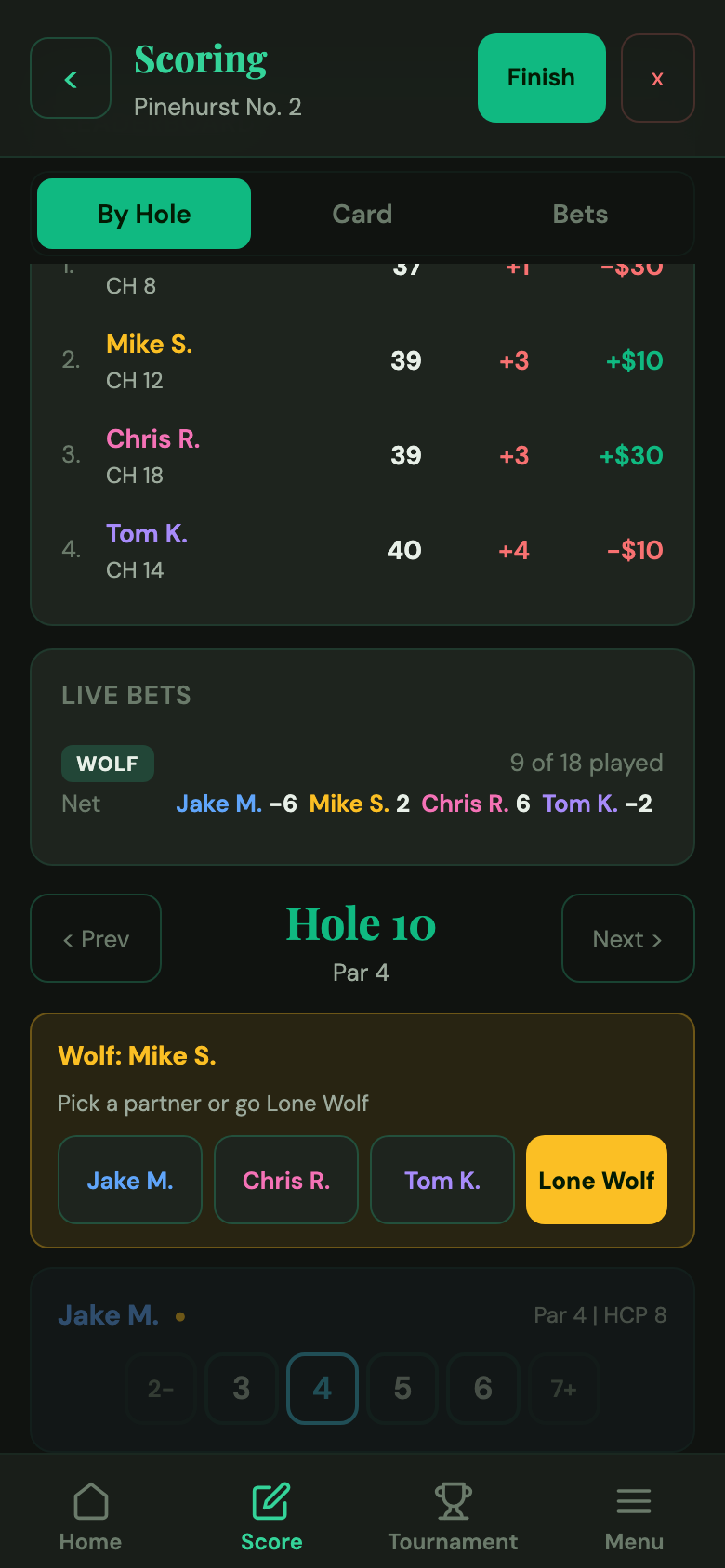 Live scoring with Wolf active